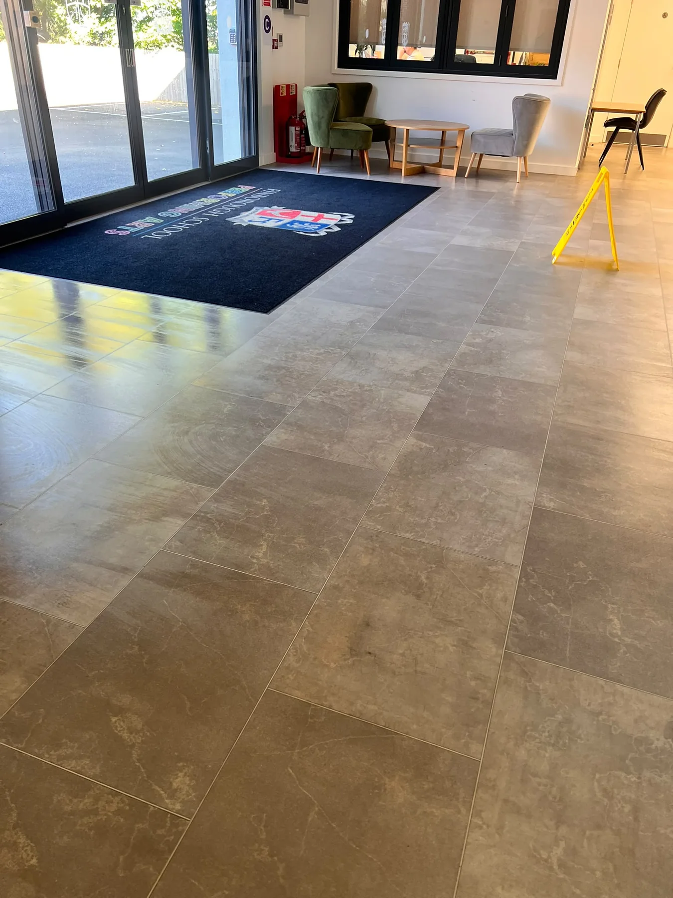 Polished commercial entrance flooring