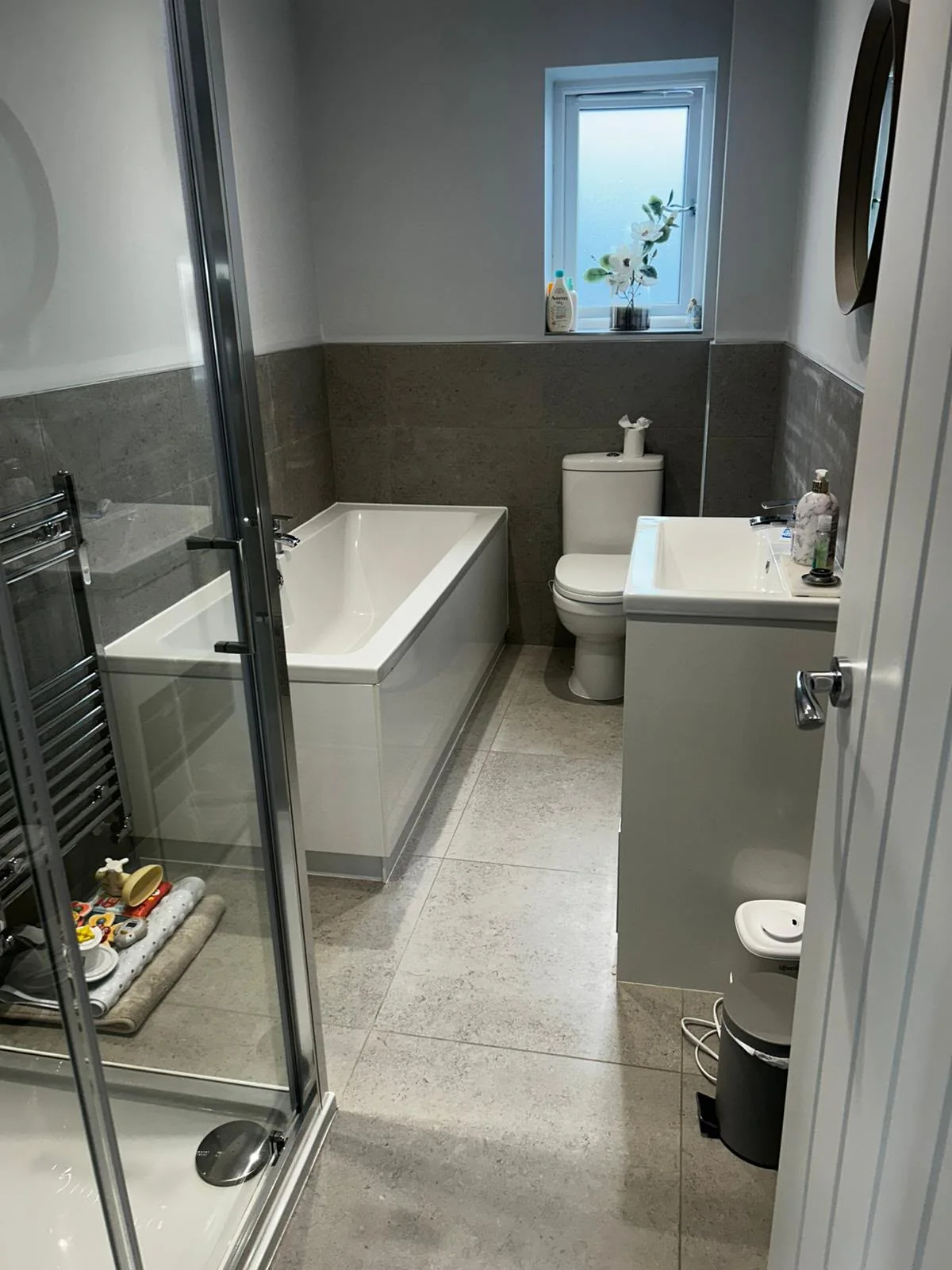 Modern family bathroom cleaned throughout